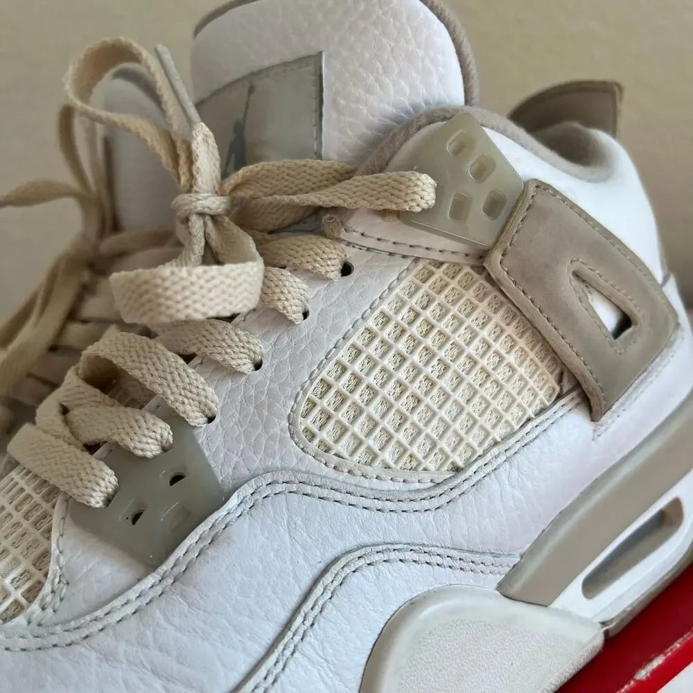 Nike‎ Air Jordan 4 Retro Shoes Size 7Y 2017 Linen white/tan